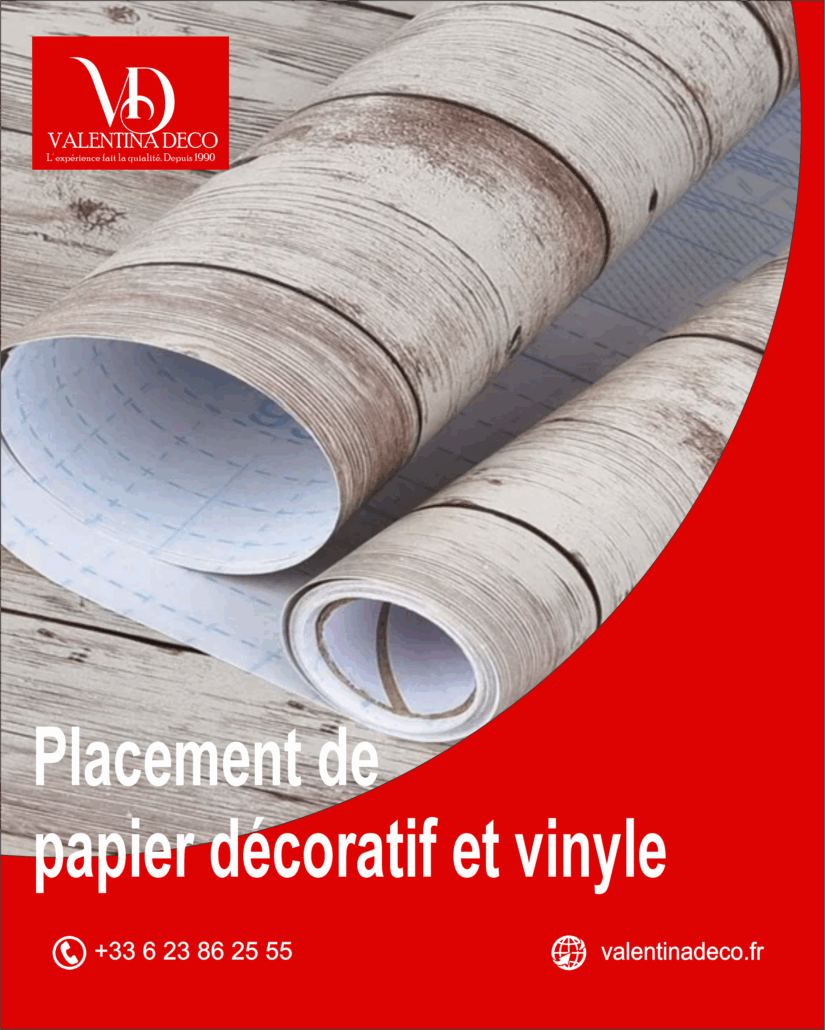 placement de papier décoratif et vinyle